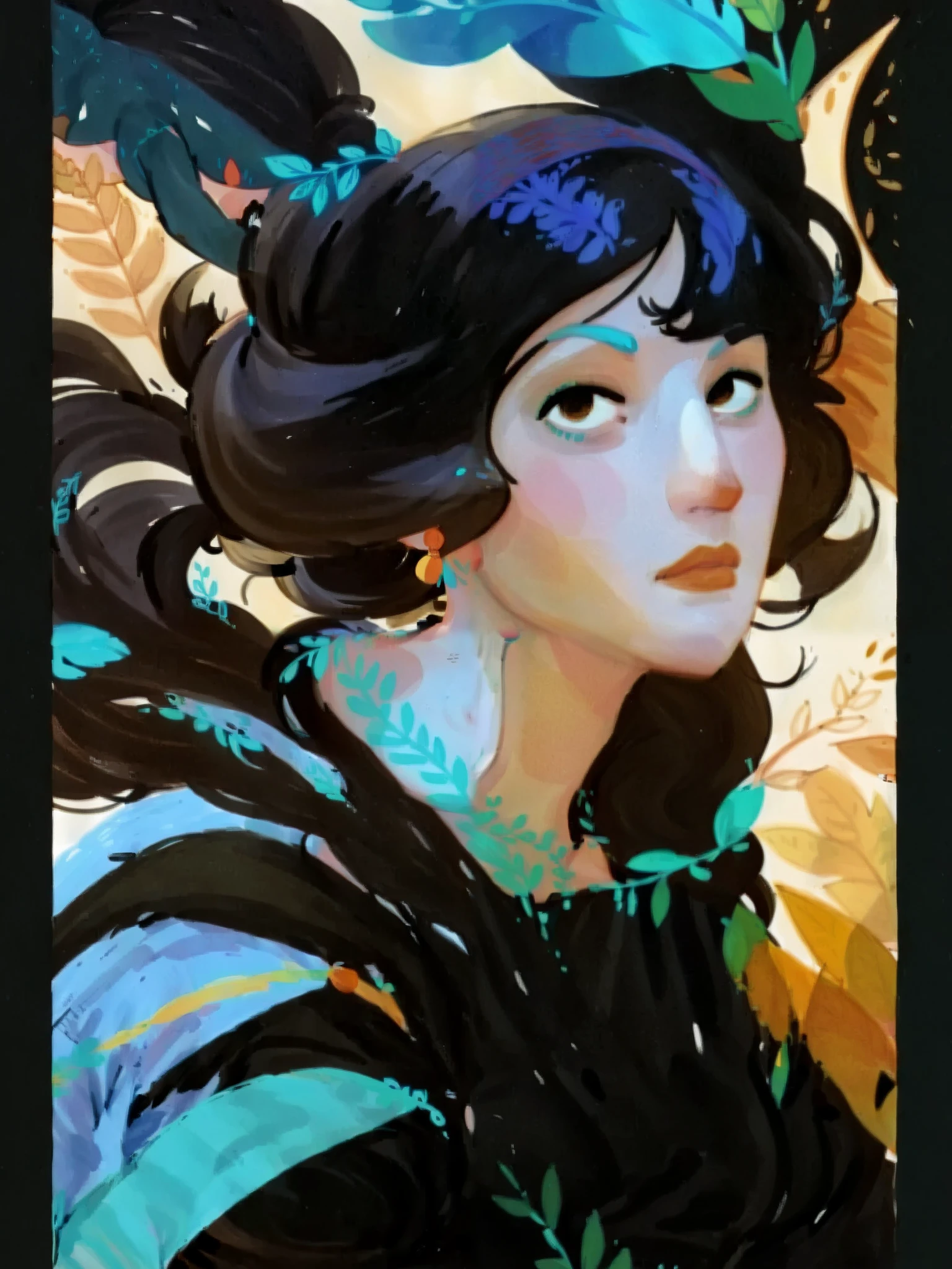 score_9, score_8_up, score_7_up, score_6_up, score_5_up, score_4_up, 1girl, wearing a vibrant long peasant medieval dress, detailed clothing, sketches, detailed thick gouache painting, illustration, in gougoupaintleaves style:1.5, hyper_dynamic scene, multiple characters, XLCOMIC_POS, Sven Nordqvist style illustration