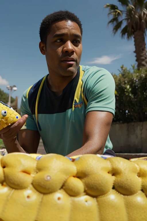 Angry man throwing a lemon