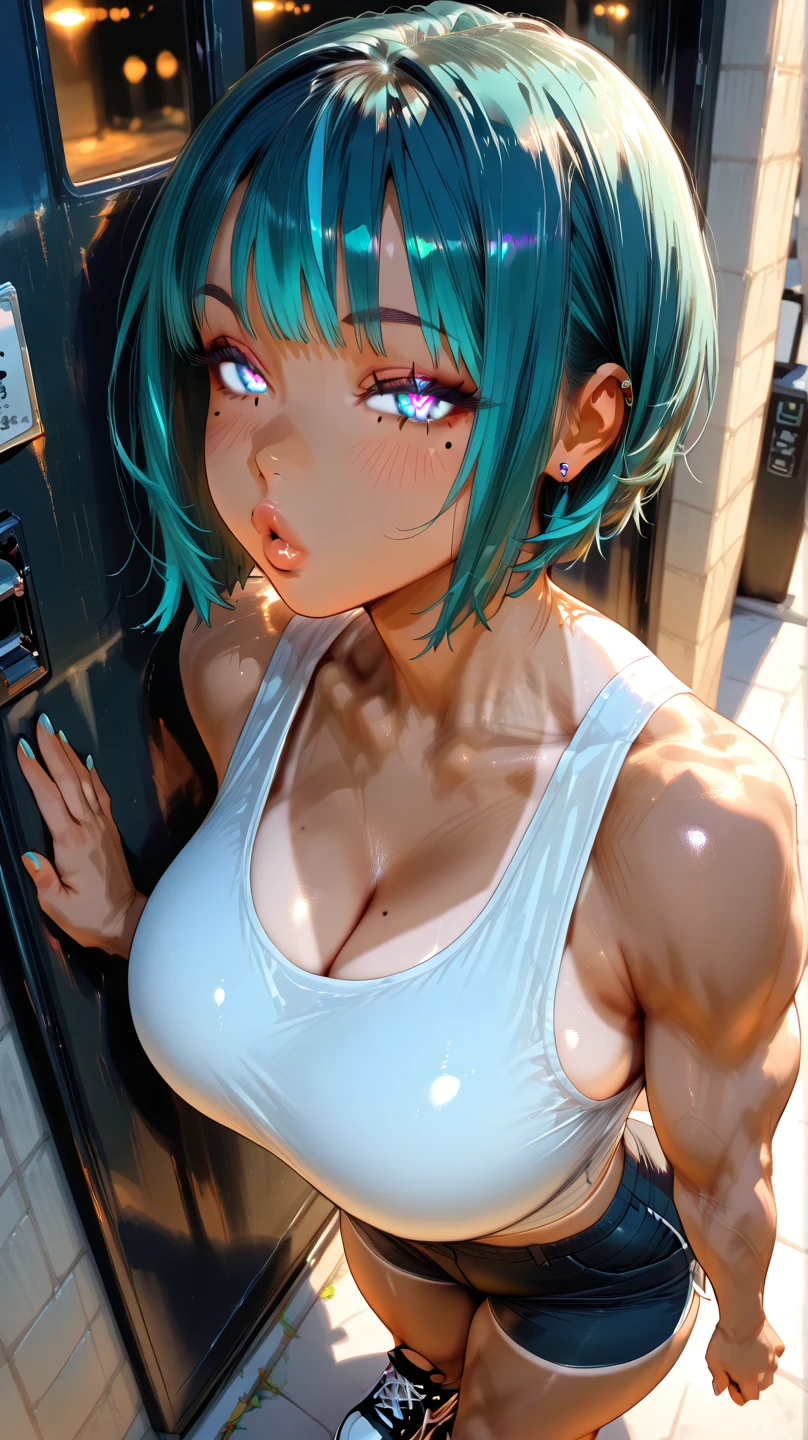 Stand upright and turn、Focus on the buttocks、fullnude、、、low angles、Turn around on all fours、Looking at the camera、Gray hair with bob hair sticking out the buttocks、Woman looking back、blue eyess、The whole body is wet with white liquid、Glare、Teary-eyed、Female sexy、A sexy、Beautiful woman、Yogurt is poured all over the body and gets dirty、Training room