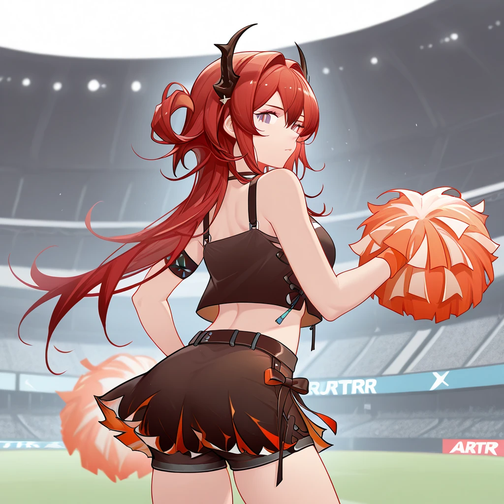 NSFW,red hair,twin tails,very big breasts,tiara,red and black track uniform,Jewelry Earrings,horse ears,horse tail,Uma Musume,blush,corruption,empty eyes,half closed eyes,evil smile,Navel exposed,tattoo,legs open,Keeping your hands on the ground,sticking out her pussy,masturbation,masturbation,orgasm,Climax,splash,(Sweat:1.5),Show whole body,background:athletics stadium