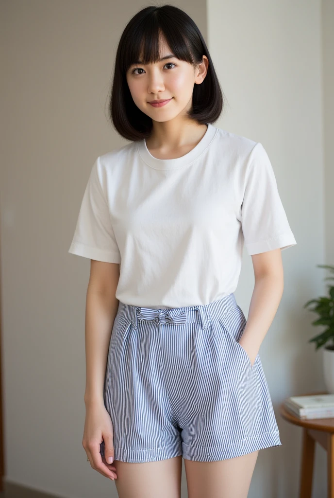 Marin Kitagawa, 25 year old woman, relaxed, casual clothes, happy