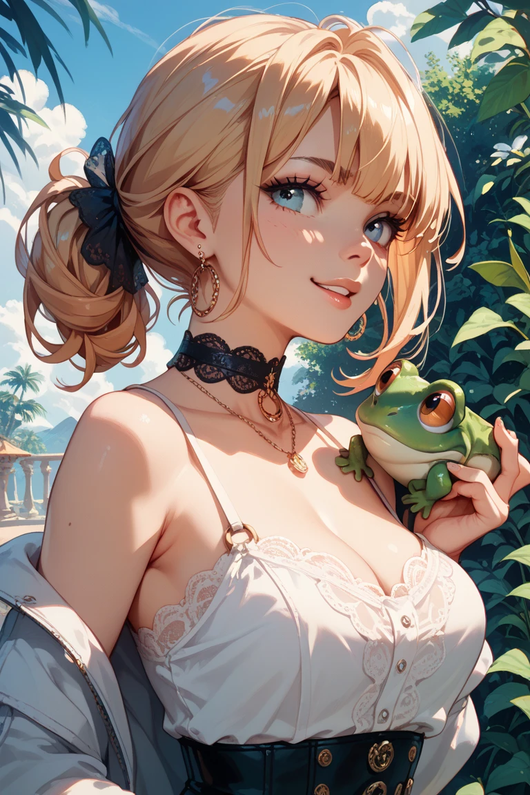 A girl licks a frog's stomach as a sacred ceremony、A girl licks a frog's belly