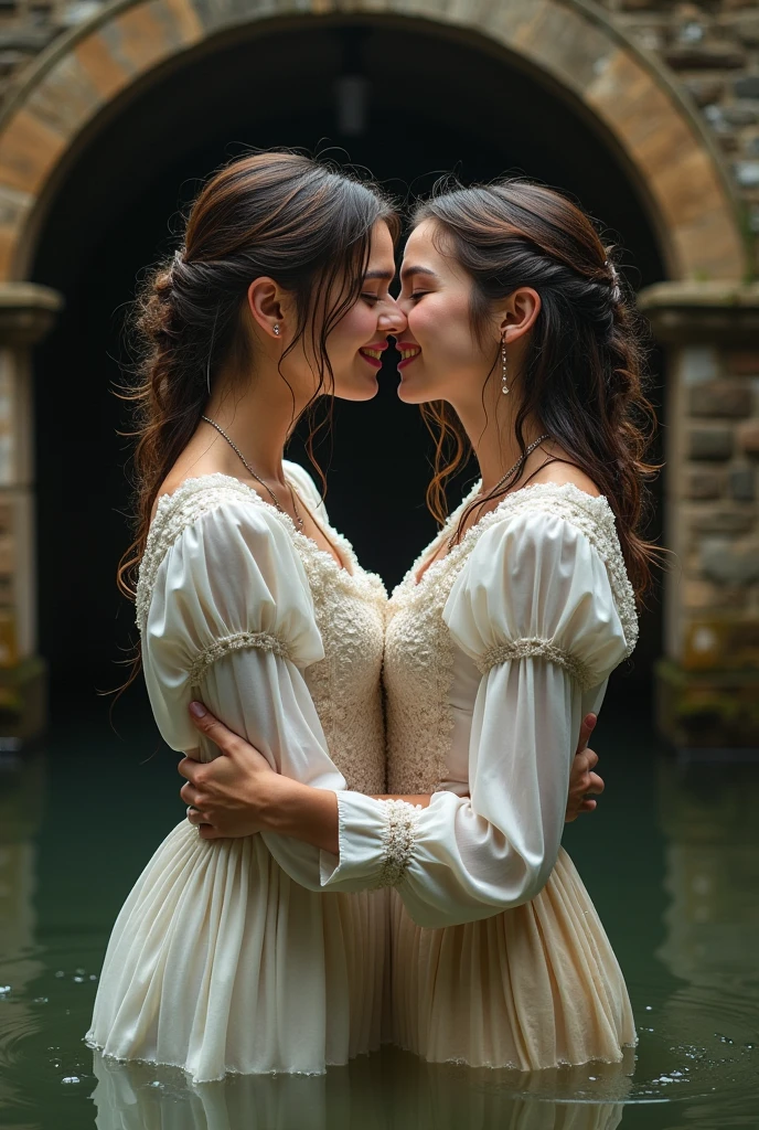 (best quality,realistic),(2girls:1.1,girls:1.1),(kissing,about to kiss),(loving),(maid),(detailed eyes), (detailed lips), (long eyelashes),(portrait),(soft lighting),(natural colors)