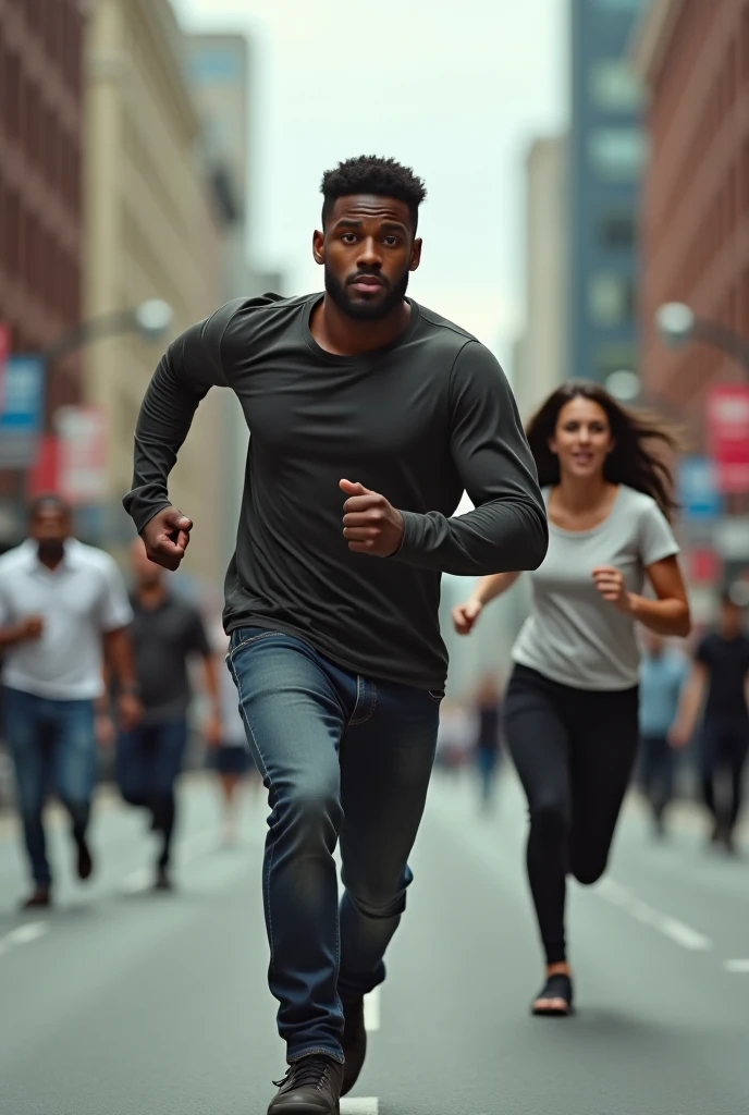 Image of people jogging on the street They may be holding a bag of money, Wear this bag over your shoulder or hold it in your hand.