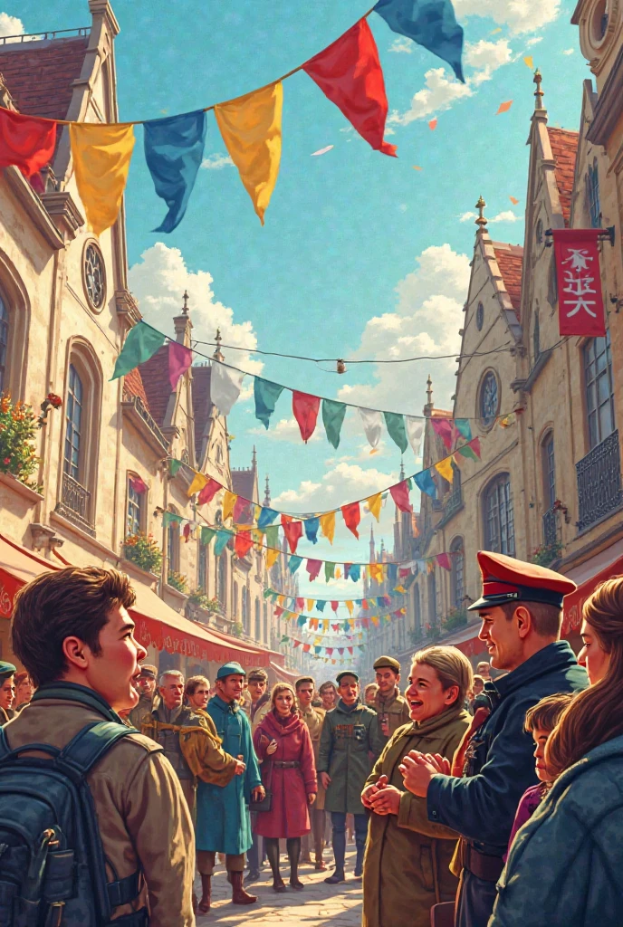 In the middle of the bustling streets of Caracas, a woman named SOFIA, about thirty-five years old, walk with determination. He carries with him a flag of Venezuela, waving proudly in his hand. The people around her look at her with curiosity and admiration..