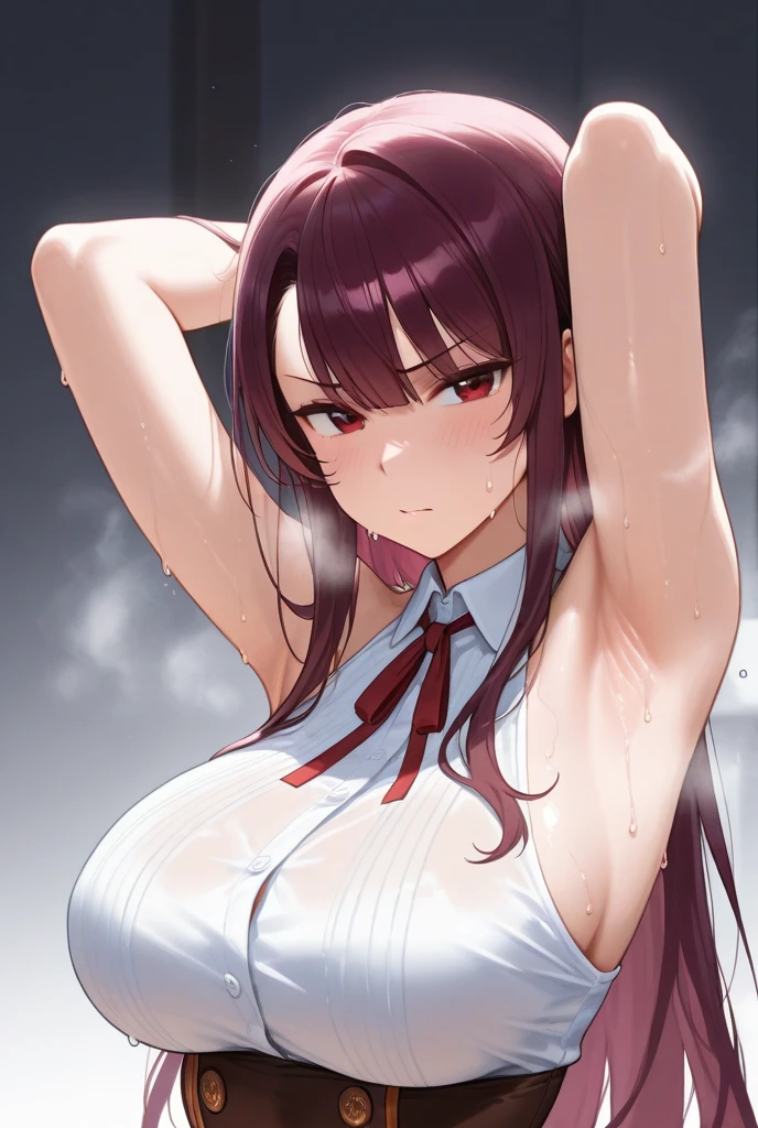 Amazing Chitanda, There is only one beautiful girl,Purple Eyes, Black Hair, Very red face,Very white skin,Glowing skin,Skin as delicate as porcelain,Naturally straight hair, Straight bangs,Extremely refined,Open lips,Long flowing hair,Beautiful Girl, Like a dream,Slim,Slim waist,Soft, (Sensual), (Kawaii), Dream quality,Beautiful big breasts,Half of the areola is exposed,White bikini,Jacket wearing dark school uniform,Deep V neckline,Loose neckline,Wide neckline,on the street,carrying a bag,no pants,Bare shoulders,Bare neck,Exposed collarbone,Exposing breasts,Exposing breasts侧面,Show your waist,Show your buttocks,Show your thighs,Exposing the groin,No pants,Camel toe,extremely shy,Ultra-high resolution, (masterpiece:1.2, best quality), (Delicate and beautiful eyes: 1.2), (Beautiful and delicate face)