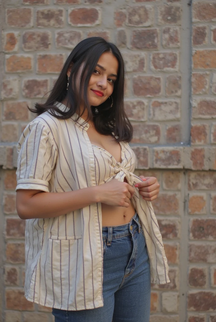 1 garota, morena, com cara de inteligente, Businesswoman's clothing, sorrindo