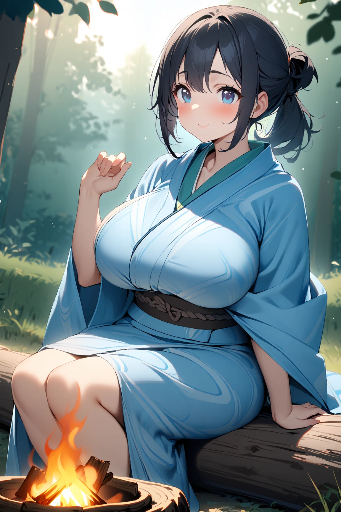 masutepiece, Best Quality, Airlib 4, 1girl in, Solo, blush, thighs thighs thighs thighlack thighhighs:1.3), Apron, zettai ryouiki, maid, Maid headdress,Naughty big、large full breasts、cleavage、Wrist cuffs, (Perfect hands, Perfect Anatomy)、(purple panties:1.3)、(Fully exposed panties:1.5)、Smile with open mouth、(Squatting:1.3) camel toe , wet pussy, breasts are poking out, breasts are exposed, nipples are hard , no shirt
