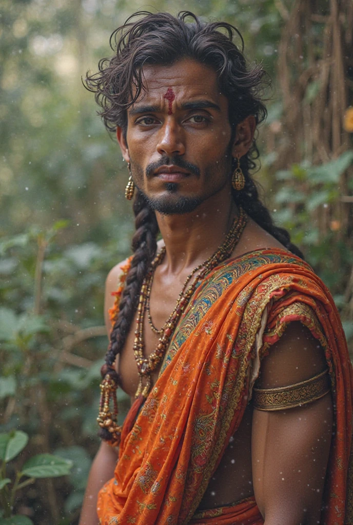 Painting of a Brazilian Pataxo Indian in nature