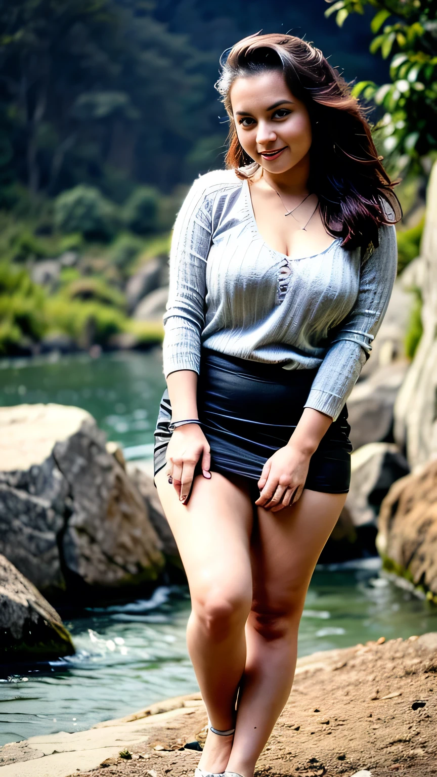 Close-up of a woman sitting on a bench by the sea, tall and big,Slightly fat,Aged over 40 years old,Wear tight, simple clothing, Black top, wearing Tight shirt, Tight shirt, Sexy :8, Sexy girl, Thickness, Charming and seductive, Curved model, Tights, Wearing a cute top, Tights, Beautiful lady, Attractive girl, Asian Girls, Stunning beauty