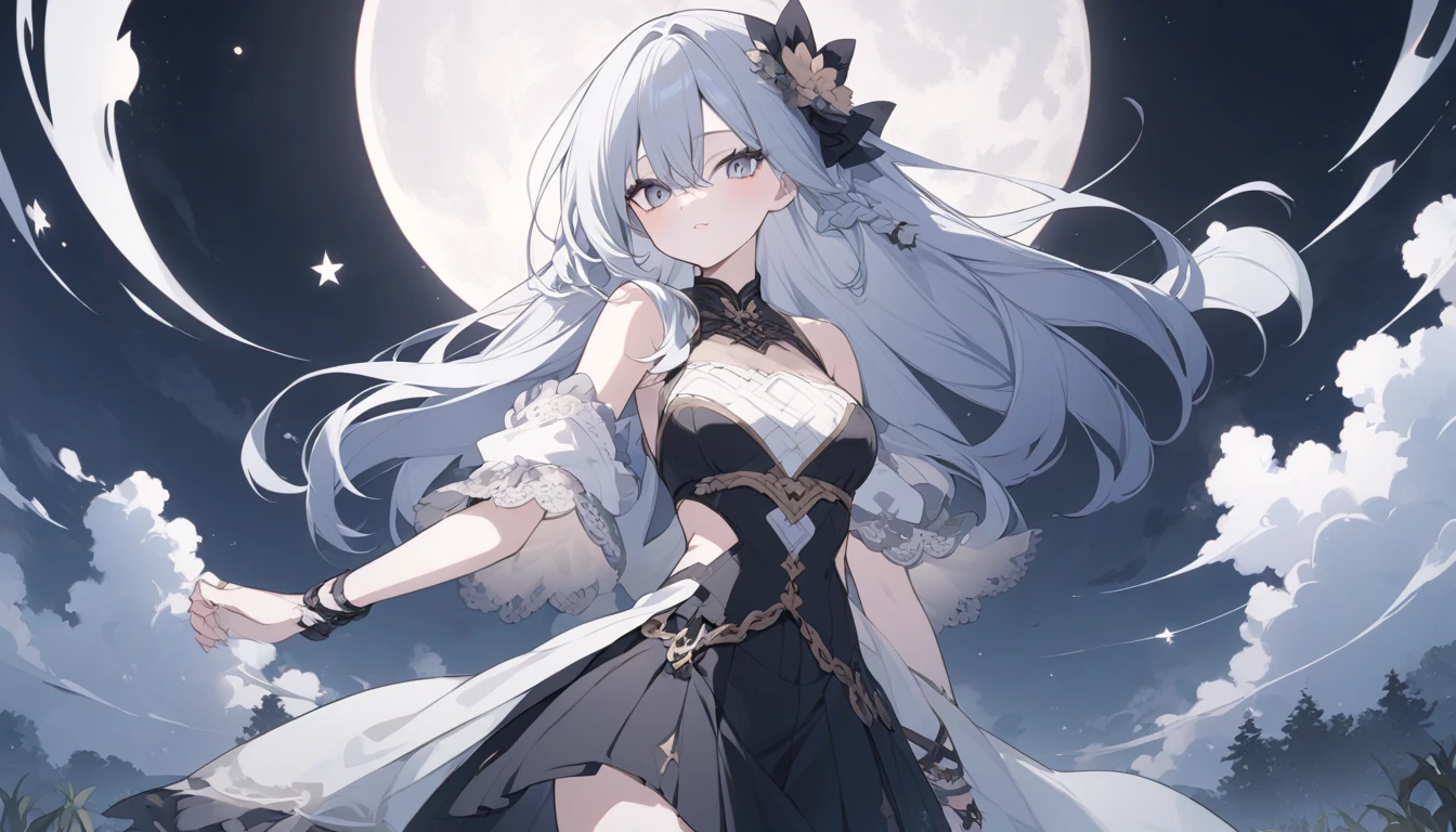 Field, moon, 流star, Night Sky,mysterious ,star