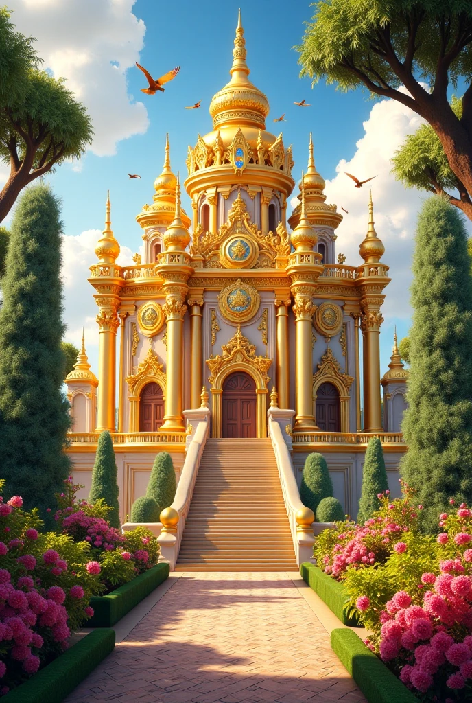The great golden and sparkling Imperial Palace with many great towers
