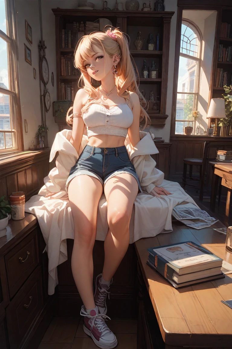 masterpiece, best quality, <lora:upside-down_v0.2:1.0>, upside-down, a photo of a beautiful woman, on back, lying, office, skinny, medium breasts, completely nude, nude, blonde hair, buzz cut hairstyle, blue eyes
