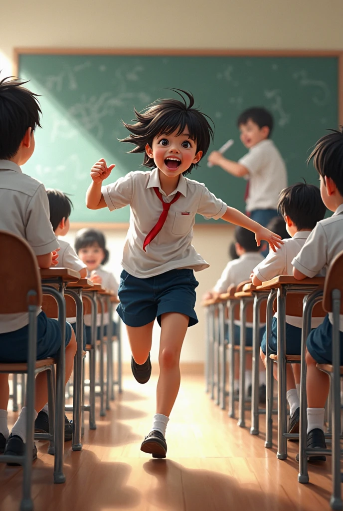 Run Inclass running in the classroom while other s are sitting watching the teacher ...