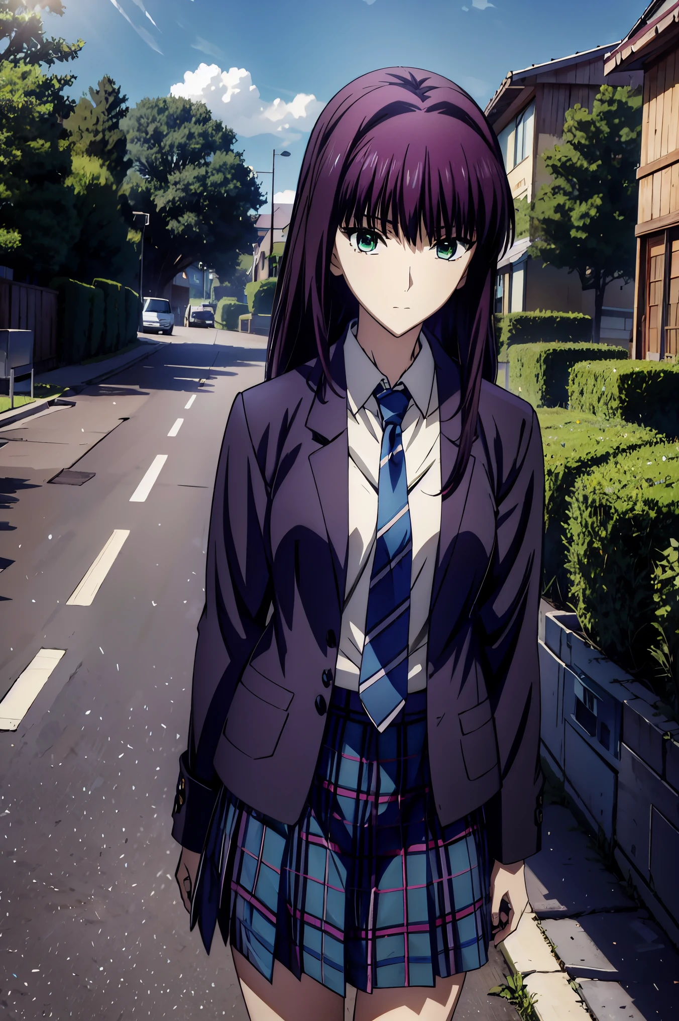 Eyes Like Jewels, 超 high resolution, ((( green eyes))),赤 purple hair, beautifulしいアニメ高校の女の子,( masterpiece:1.2, 最 high quality DVD ), ( exists, photo exists:1.4), beautifulしいイラスト, ( natural light , Movie Screenplay ), nsfw, watch viewers , COWBOY SHOOTING , Front view of the company :0.6, seat, Japanese, college student の女の子, Perfect Face, beautifulしい髪, beautifulしい顔, beautifulしい and amazing eyes, beautifulしい鎖骨, beautifulしい体, beautifulしい胸, beautifulしい太もも, beautifulしい足, beautifulしい指 , ((( navy jacket ), light blue shirt , details beautifulしい DEL I'm CATE EYES FULL OF DEC I ON , black socks, blue tartan ribbon tie )), ( beautifulしい風景), evening , Riverside, walk, Smooth animated CG art , 魅惑的な Anime Girl , MAKE A GIRL IN A LONG COAT , high resolution, very well detailedなイラスト, DARK BLUE PLEATED MINISKIRT VIBRATOR , RAW photo , Film Grain , standing , U high resolution and 8K Connection , 長い赤 purple hairと green eyesをした Anime Girl , Anime Moe Art Style , 若い Anime Girl の接写, Smooth animated CG art , beautifulしいアニメの college student の女の子, Anime Moe Art Style , シュールな college student の女の子, Anime Girl , 魅力的な Anime Girl , シュールな college student の女の子, GIRL WITH SHINY CLOTHING , high resolution, CG Details , high quality DVD shadows, beautifulしい、delicate face、All the details , ディテール beautifulしい DELICATE EYES FULL OF DECISION,break( high resolution8Kの壁紙 ),(高度に CG Details 8kの壁紙),Makima ( CHAINSAW MAN ),Scathach ( Destiny / GRAND ORDER REQUIRED ),Reika Shimohira , high resolution, とても繊細で beautifulしいCGイラスト,最 high quality DVD , exists Feeling , exists fabric, exists texture,((( debris flies))), (((最 high quality DVD ))),8k,At 32k, masterpiece, beautifulしい and charming anime woman , supermarket with shelves behind, very well detailed, high resolution,シュールな college student の女の子, masterpiece, 最 high quality DVD , high quality DVD , Freshness , high quality DVD texture, high quality DVD shadow, High detail, sex , seat, college student , alone,I, alone, alone, ADULT BIB , beautifulしい長い脚, beautifulしい胸, beautifulしい太もも, Tight legs , beautifulしい leg line , Slender Hips at an Unmanned Bar ,Mature body girl, Big breasts only , beautifulしい胸,reddish purple hair, purple hair, BLACK CURRANT HAIR , charming Anime Girl , colorful hair, straight hair ,shy smile,幸せそうなsmile, 輝かしいoutside見 ,cute smile,Cool Beauty, beautifulしい女性, handsome face , beautifulしい写実性, attractive figure , seductive face , calm expression , beautifulしい髪,smile, colorful eyes , green eyes,Jade Eyes, beautifulしい目,bright eyes, DELICATE EYES FULL OF DECISION, Jewel Eyes ,Jade Eyes,( green eyes:1.5), charming face ,8 heads,:: 174cm,彼女は首に necklace 身に着けています, necklace ,beaded necklace ,Magatama Accessories,smile,turtleneck , sweater , JINS , blue denim pants , Ladies' bag , Behind the shoulder , Orbital Space , standing with beautifulしい目 , walk , holiday , takeoutside , Bustling city , low fashion , blue sky , Building Street , Model Photo, outside , takeoutside , viewer , Model Photo , private , holiday,, (((masterpiece))) , (((Best Quality))) , 8k , 32K , masterpiece , beautifulしく魅力的なアニメの女,Perfect Face, beautifulしい髪, beautifulしい顔, beautifulしい and amazing eyes,beautifulしい体, beautiful