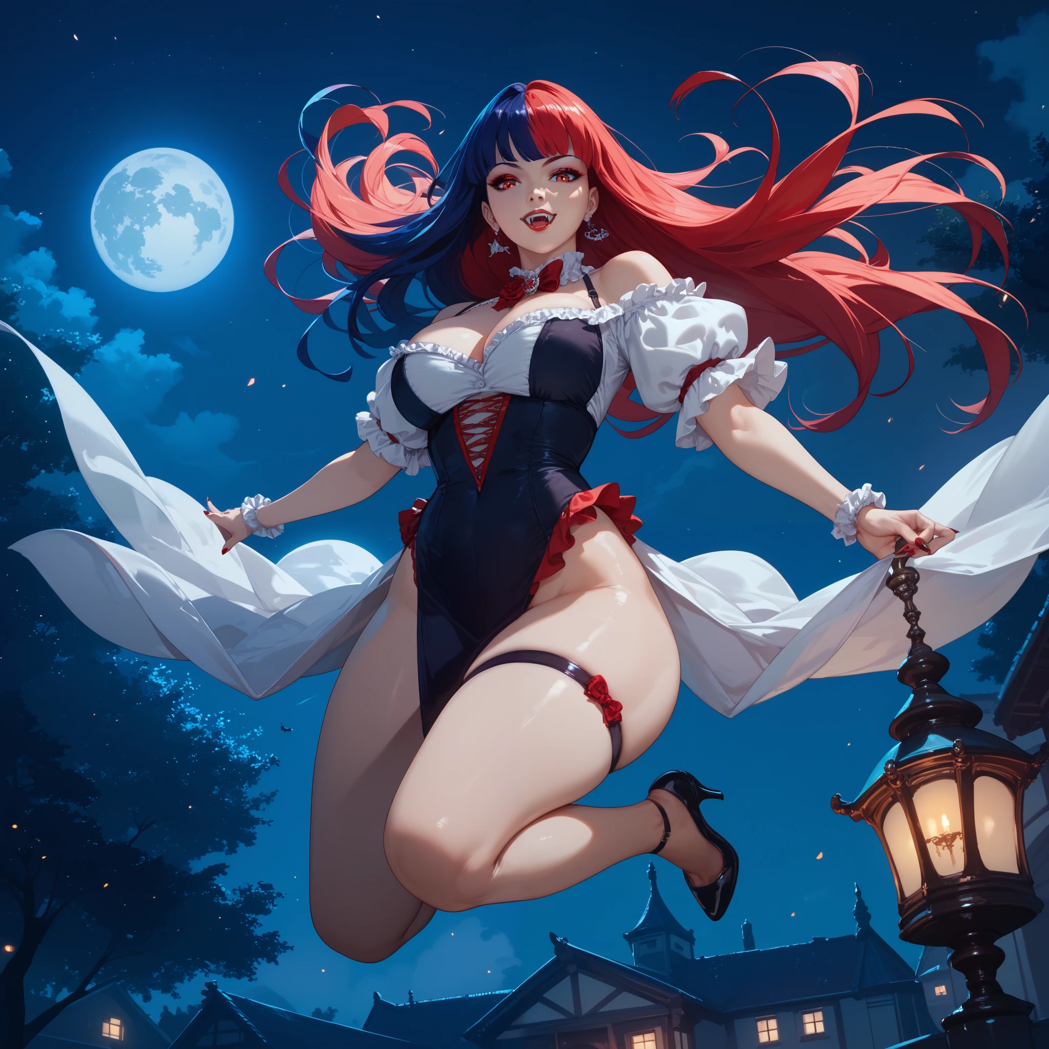 erza_scarlet, long hair, hair over one eye, tattoo, red eyes, pantyhose, playboy bunny, bare shoulders, smile, cowboy shot, highly detailed, HD, 4K, Masterpiece, highres