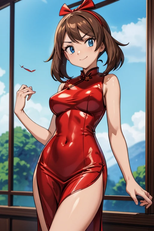(masterpiece, best quality, 8k:1.2),Very detailed, (anime:1.1), misaka_mikoto, brown hair, medium hair, hairpin, 16 years old, medium breasts, 1girl, (santa hat, red leotard, blush, room, night), Cowboy shot, looking at viewer,
