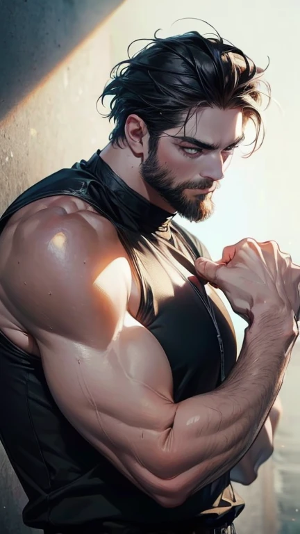 Chris Evans anime cartoon , ((black shirt))