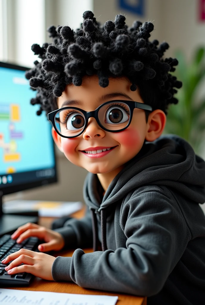 guttonerdvision3, portrait of a 3-year-old boy wearing glasses, super detailed face, detailed skin, sitting in a coffee shop, drinking his coffee. The cafeteria has an espresso machine behind the counter and coffee accessories like cups and French presses. The lighting is ambient, without artificial lights. The light of the rising sun enters through the window leaving the scene magnificent.