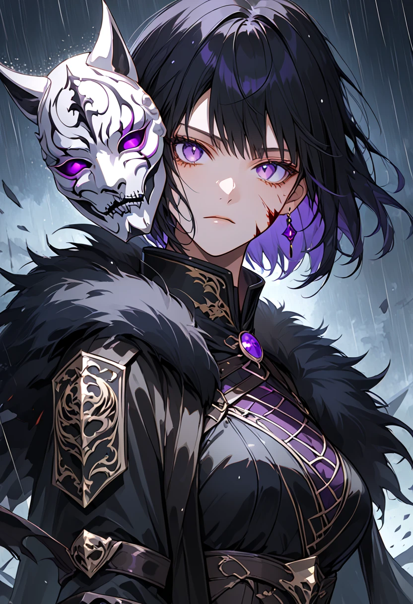 Angry trickster girl, raven wings 