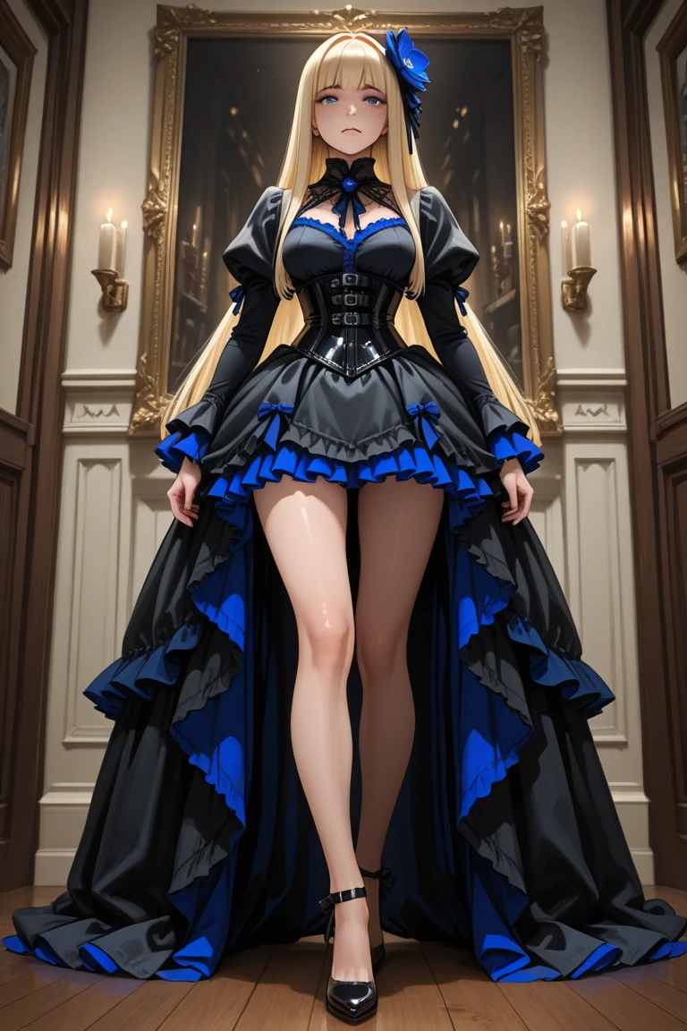 ultra-detailed, extremely detailed,((anime artstyle)),Masterpiece,(Best Quality),(Super Detail),(Very Delicate and Beautiful),((Solo)),(((full body))),full body,((detailed face and eyes)),perfect eyes, rendered eyes,jewel-like beautiful eyes,((1 princess in beautiful embroidery and jeweled gorgeous rococo ballgown with frilled voluminous full length hoop skirt)),((Crinoline)),beautiful embroidery and jeweled gorgeous rococo ballgown with frilled voluminous full length hoop skirt,(large amount of straight hair,extremely voluminous Very Long straight Hair,Absolutely Long Straight Hair),sparkly skin,(((very gigantic boobs,skindentation))),Bursting breasts,cleavage,((fantasy castle,outdoors,outside the castle)),long_gloves,extremely gorgeousfull jeweled hair ornament,(bling-bling extremely gorgeousfull jeweled tiara),(luxurious jewelry),full body,beautiful embroidery and jeweled gorgeous rococo ballgown with frilled voluminous full length hoop skirt,((cameltoe:1.4)),