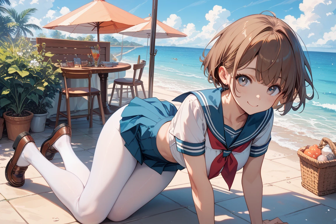 Lots of seagulls、Seagulls and French fries, Seagull and Fries, (SD Misaka Mikoto), School Swimsuit、UHD, retina, masterpiece, ccurate, anatomically correct, textured skin, super detail, high details, high quality, best quality, highres, 4K