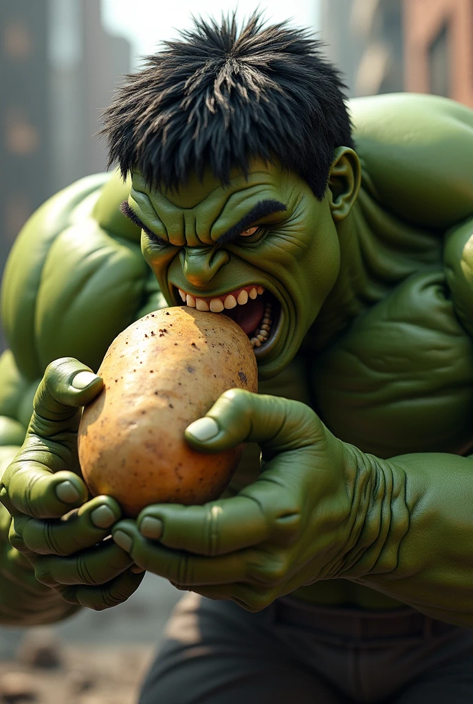Hulk braking peanut in half