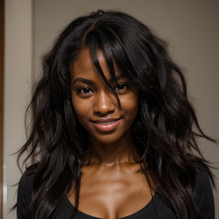 African American with long hair and beautiful skin model
