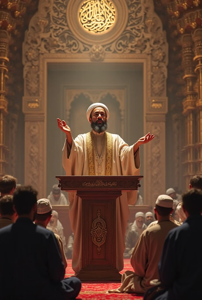 Islamic teacher teaches people 