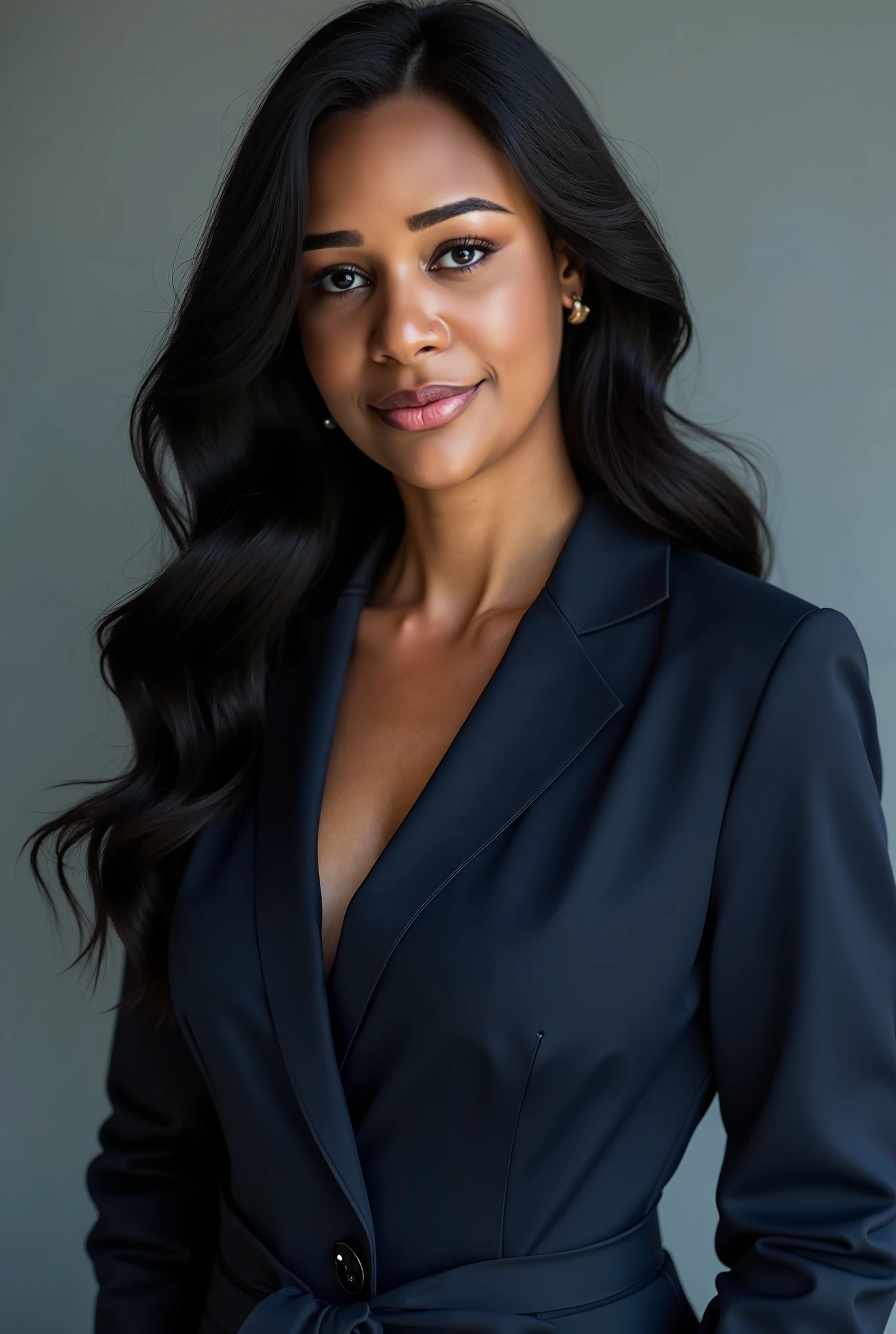 portrait photo of RosalineNobodySD15 long hair elegant beautiful woman business suit depth of field bokeh bright morning light (masterpiece) (best quality) (detailed) (8k) (HDR) (wallpaper) (cinematic lighting) (sharp focus) (intricate)