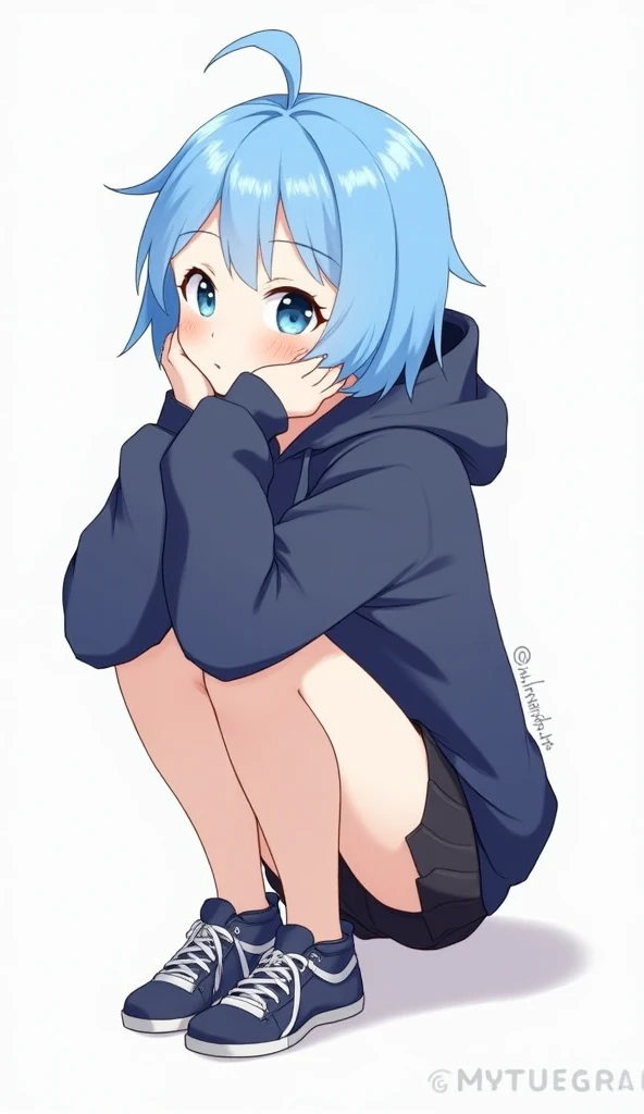 bunny, rabbit, hoodie, medium breast, female, blue hair, rabbit ears, sfw