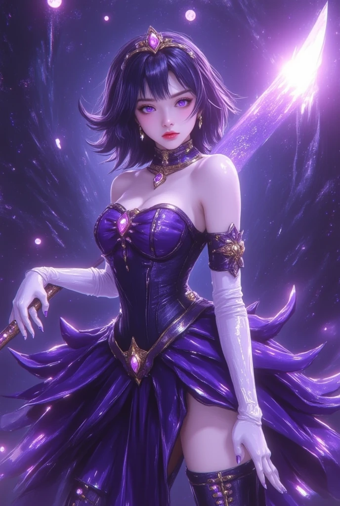 "Create hyper-verbose, best quality, High resolution masterpiece,Depicts shadow elements and magical girls radiating purple energy" perfect shade, High quality shadows, lifelike,