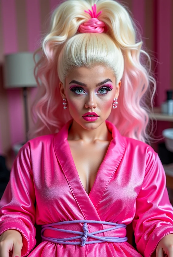 (best quality,ultra-detailed,realistic:1.37), Billie Eilish, insta bimbo, full body view, wearing collar, slim thick bimbo, cum stain on clothing, digital artwork, vibrant colors, soft lighting