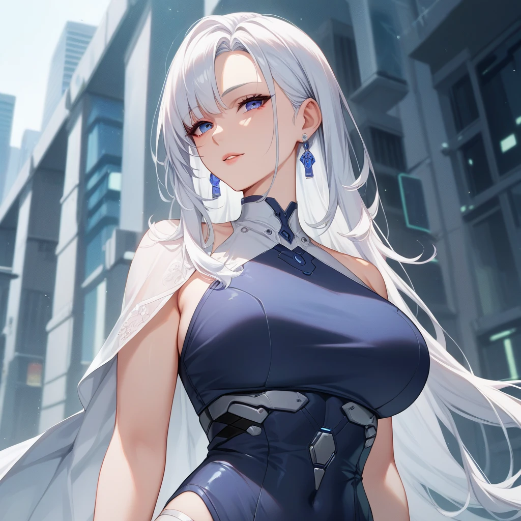 Eir a gray-haired woman with blue eyes Smiling training in a gym one sexy night 