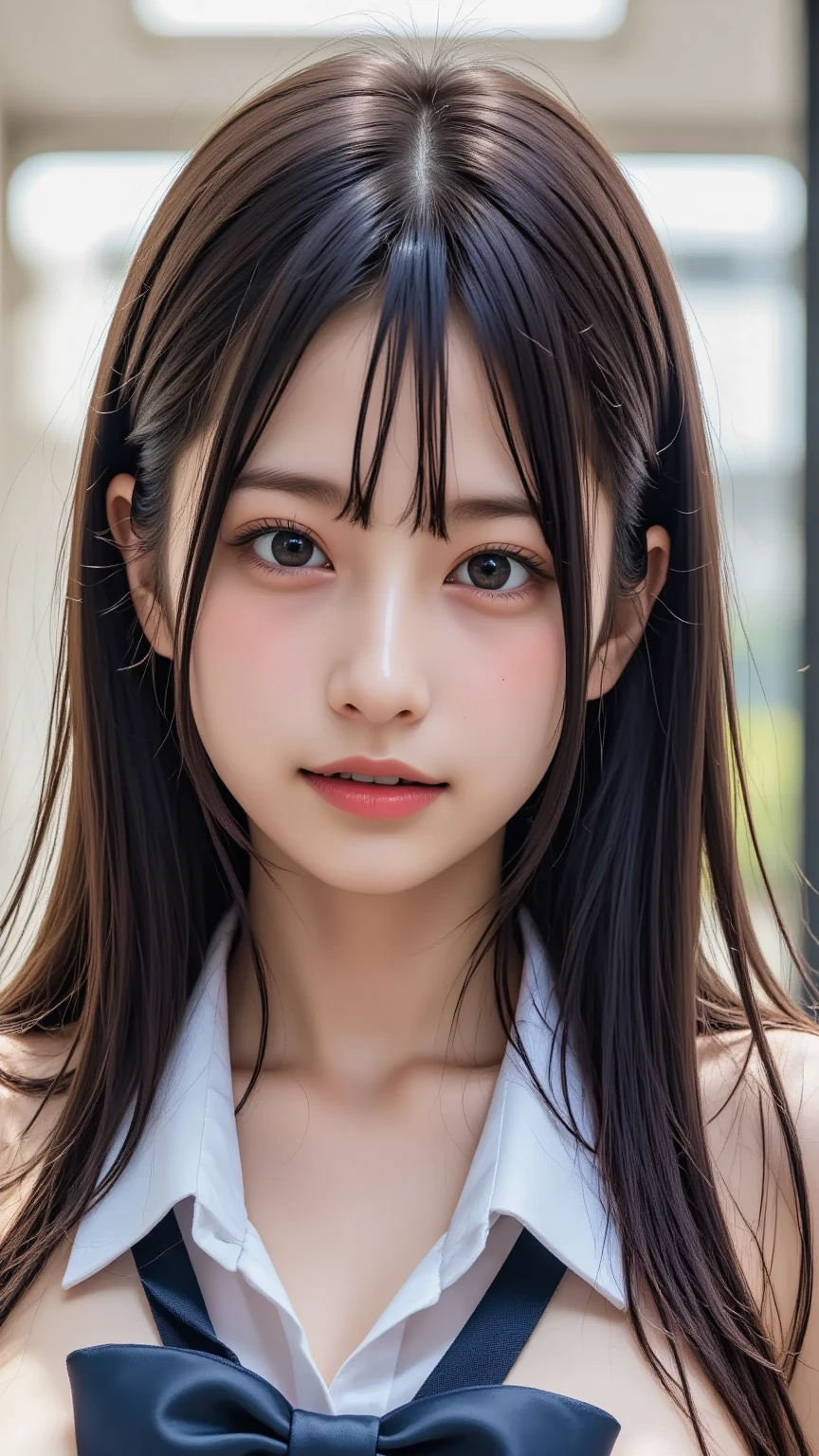 (1 nogizaka girl,raw photo,photo realistic:1.5),(best quality, high quality,HDR, highest quality,ultra high resolution,high resolution,high res,ultra high difinition,huge file size,8K,2K wallpaper,8K wallpaper,high quality texture,amazing,an extremely delicate:1.4),one girl, Japanese famous idol,beautiful face,small face,absurd,ridiculous,incredibly ridiculous,portrait,breasts close up,blurry background,(bikini,maid,cleavage,no makeup:1.2),medium skin,beautiful skin,detailed skin,small head,black hair,silky hair,(Japanese eyes:1.3),detailed eyes,black eyes,Japanese idol eyes,Japanese nose,5-fingers,(Light Particles, Lens Flare, Luminous Particles: 0.7),looking at viewer,bright lighting,professional lighting,girl