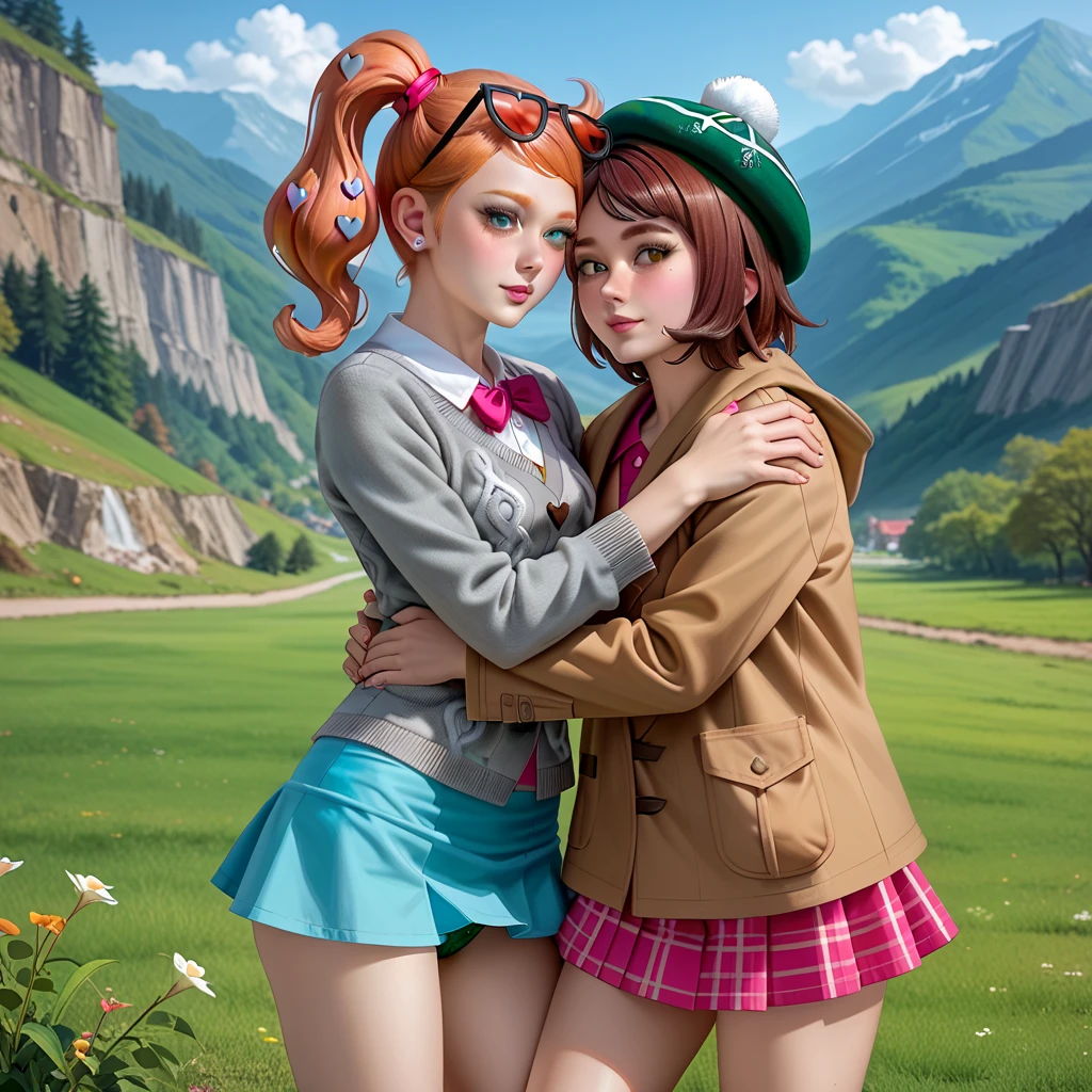 haute résolution, des mains parfaites à cinq doigts, visage parfait . Deux filles de 25 ans, Jumelles nymphomanes aux tétons énormes et coquins, la scène les montrent en train de s'écarter les fesses elles mêmes, dos courbé face au public, angle de vue multiples, corps voluptueux et musclé. NSFW❤️💕💖💋