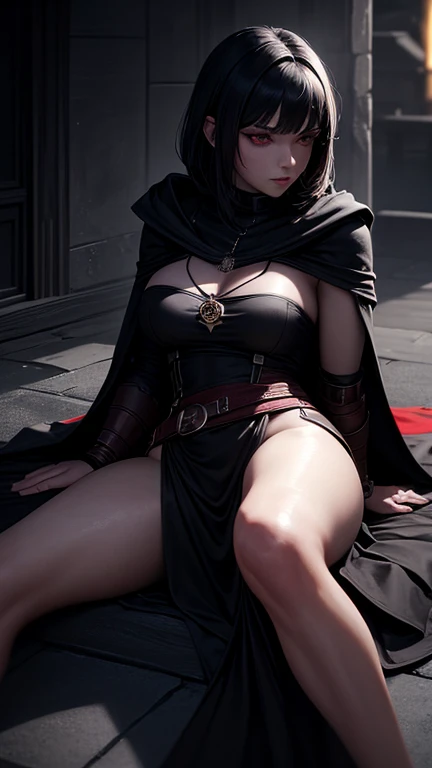(RAW Photos:1.5), (Realistic:1.5), (Photorealistic:1.5), Ultra-high resolution, masterpiece, Highest quality, Perfect lighting, Detailed lighting, Dramatic Shadows, Ray Tracing, ((Sharp focus:1.2)), 1 Beautiful Japanese lady, 20-year-old, ((Idol face)), ((Voluptuous body:1.35)), Cleavage, ((Beautiful attention to detail:1.5)), Red lips, ((Pale skin:1.2)), ((Big Breasts:1.2)), Narrow waist, Big Ass, Thick and wide thighs, Straight long hair, Black Hair, Mouth half open, View your viewers, ((full naked:1.2)), ((fantasy cloak:1.5)), ((Fantasy medieval castle:1.2)), From below, Leg spread, smile, standing sexy pose,