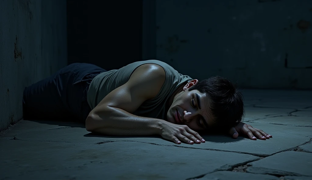 4k, ultra realistic, realistic, textured skin, rated pg, dead body, man