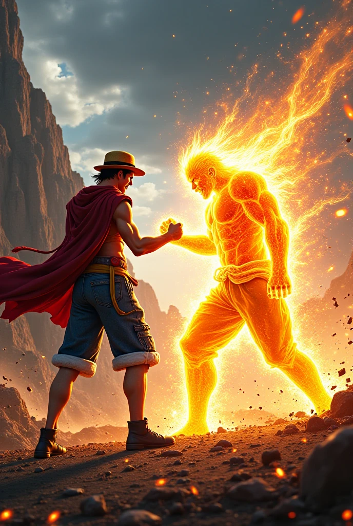 Luffy with the fruit goro goro not me, vs kizaru