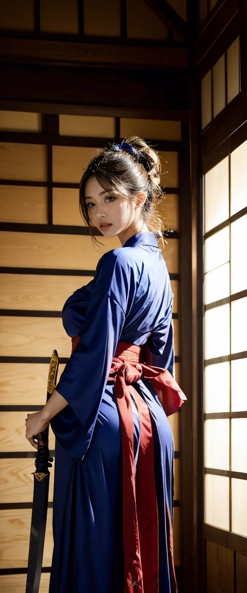 Samurai Swordsman　woman　In underwear　Full body sexy underwear　Full body sexy
