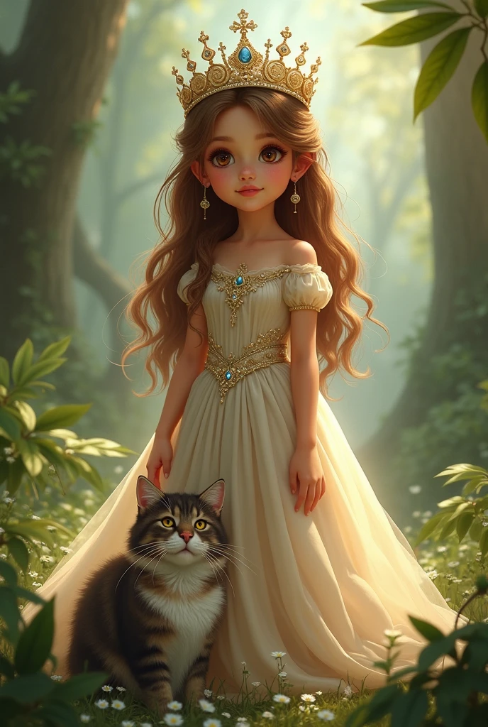 Fairy tale picture book,Cute little princess and her little animals,Dreamy,high qulity,16K resolution,(best qualtiy),(tmasterpiece),super-fine,Detailed pubic hair,Accurate