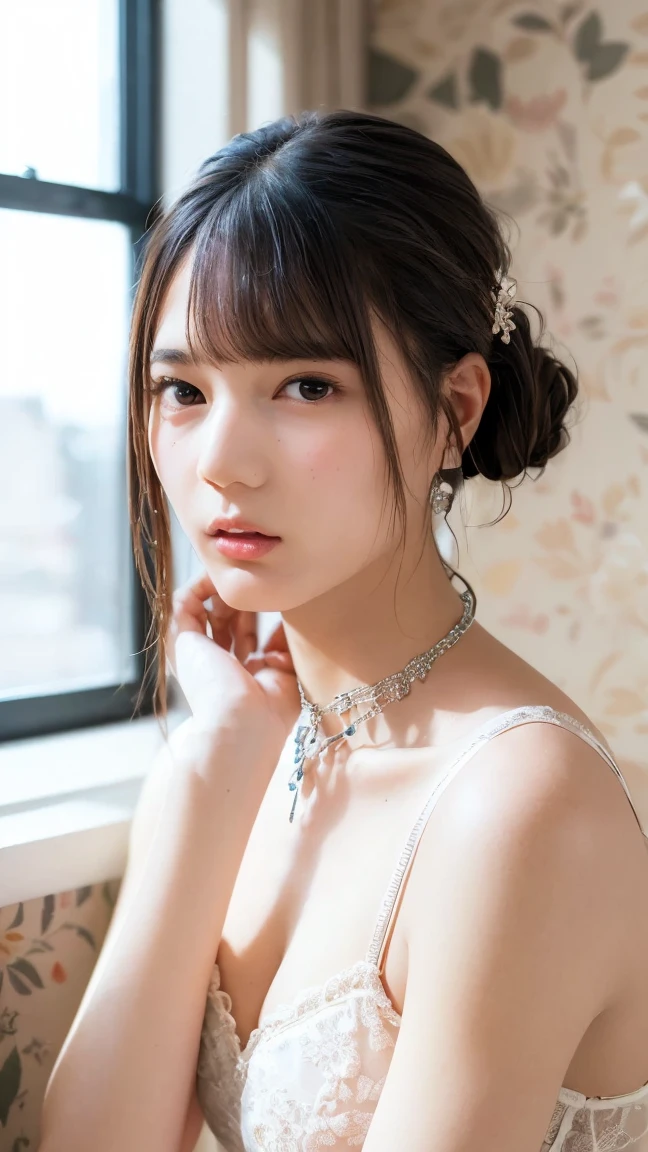 nsfw, body、Full body Esbian、Get on all fours、Lift your hips up、Western-style building, 1 female, Beautiful Japanese actresses, Age 25, Double Eyes,mile, Detailed face, Big earrings，Large Necklace, Flashy makeup using red eyeshadow，light brown delicate middle cut hair，the tips of the hair are wavy，Classy hairstyle，fine grain,Slender actress, Sexy silk embroidered mermaid dress:1.2, Small hips, Lace panties, BREAK ceremony,((Masturbating violently, ディルドをInsert:1.5)), ((Random sexy poses、Insert、Deep pleasure, Ecstatic eyes:1.2)), ((I close my eyes and gasp hard:1.2))、Ecstatic face、Climax expression, Grit your teeth、My whole body is convulsing、Official Art，Highly detailed CG Unity 8k wallpaper, (masterpiece:1.0),(highest quality:1.0), photo shoot, 8k, Browsing Caution, High resolution, Kodak Portrait 400, Film Grain, Lens flare brilliance, View Viewer, (upper body:1.3), (leaning forward:1.6), (very low camera angle:1.6), Photographing the buttocks