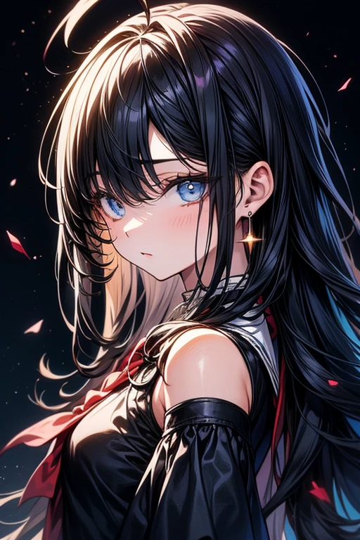 Black Hair, Long Hair, Floating Hair, Shiny Hair, jewelry, A light smile, Beautiful face and eyes in every detail, Conceptual Art, Cinema Lighting, jpeg artifacts, Colors like Ghibli, Cast a Shadow, Depth of written boundary, Hyperrealism, masterpiece, retina, Accurate, Highest quality, High resolution, 4K, Super detailed, White Umbrella, Big Breasts
