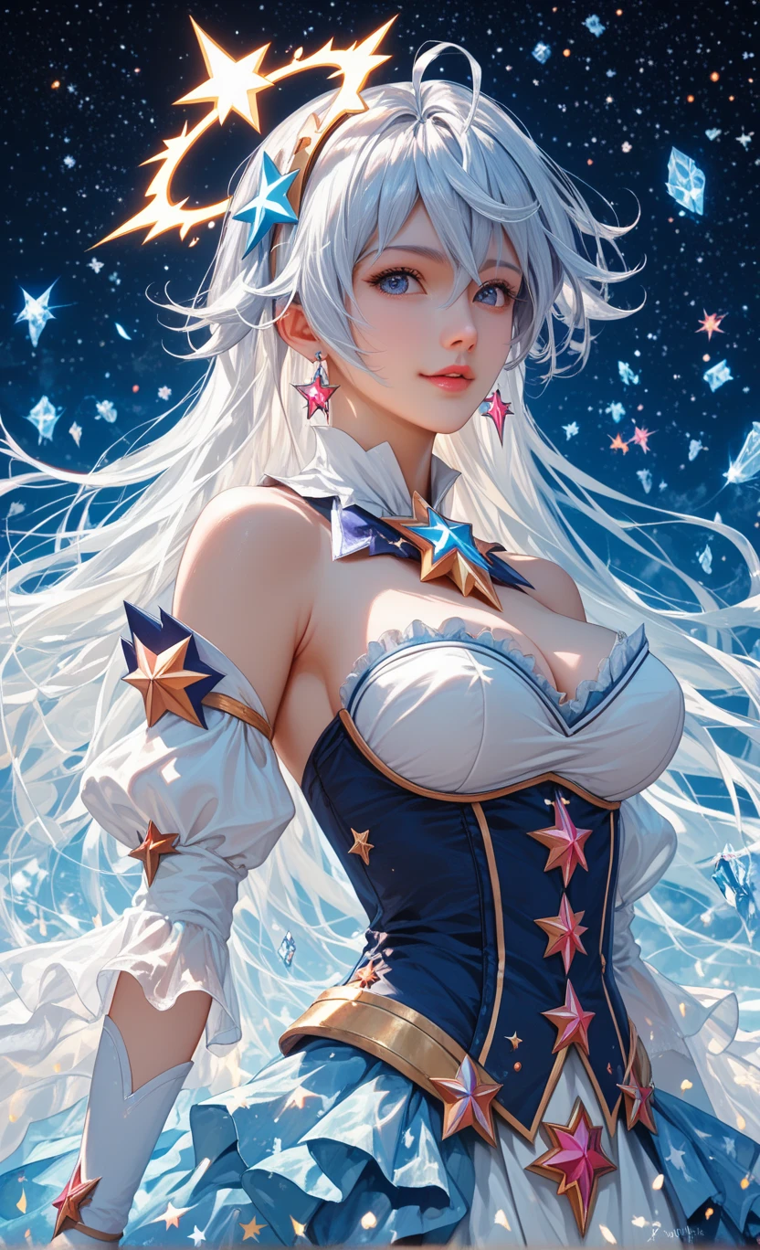 masterpiece, best quality, extremely detailed CG unity 8k wallpaper,((Upper Body)) ,((Upper Body head close-up shot of a beautiful little girl)), , Elegant Long straight blonde hair, (Mckenna Grace), ((gigantic breasts,thighs,Autoluminescence skin)),Transparent (Silver-red) golden (Glittering tutu,long Bunny Ear Headgear, , Bow-tie, No panties, genitals visible), ((sitting,spread legs)),(), (Blush), , (seductive smile), (A world of ice and snow), pretty face, key art, award winning, intricate detail realism hdr, by (ruan jia and artgerm and range murata), Photorealism, Hyperrealism, ultra realistic, dramatic light, intense shadows, gorgeous view, depth of field