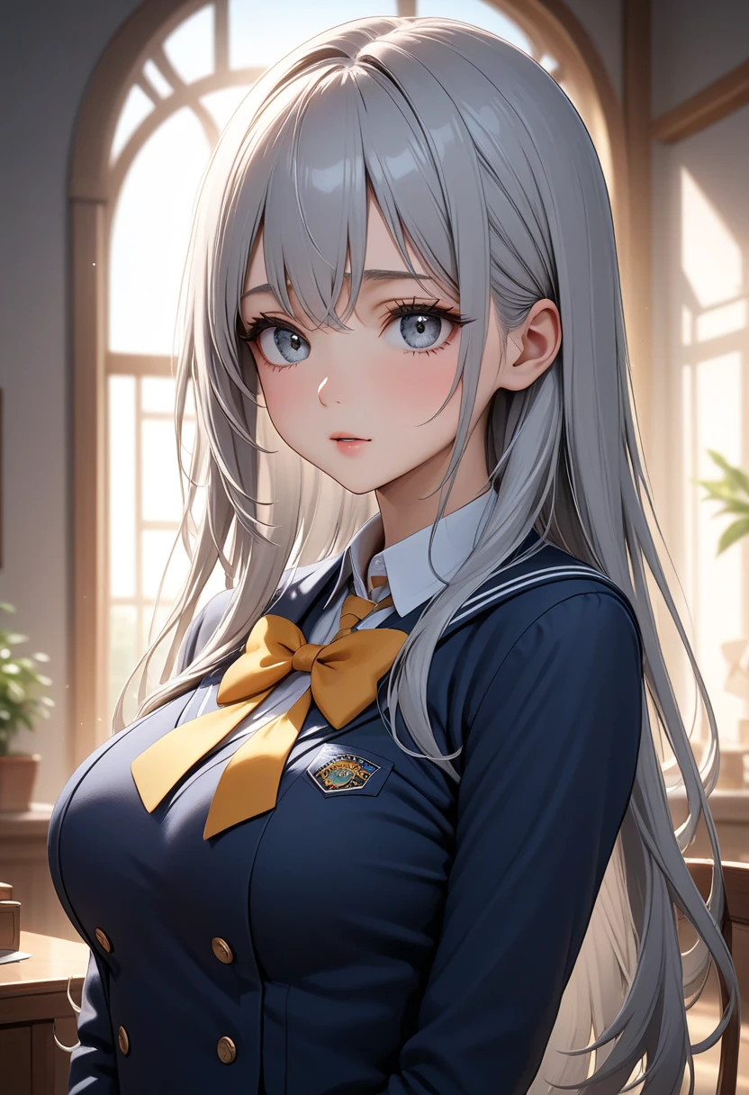 (ultra realistic,32k,RAW photo:1.1),(high detailed skin:1.1), 8k uhd, dslr, high quality, film grain, (makeup, mascara:1.1), lips,(thick\lips\),
(shiny glossy translucent clothing:1.1), <lora:sagiri:0.7>sagiriKC,long hair, school uniform, short sleeves, pleated skirt, hairband, serafuku,swept bangs,grey skirt, purple hairband, grey sailor collar, <lora:add_detail:0.77>, huge breast, (upper body:1.1),
Posing as if listening to a seashell,
(busty:1.1) , (chubby:0.1),(backlight:1.1), <lora:LowRA:0.4>, dark theme blank background