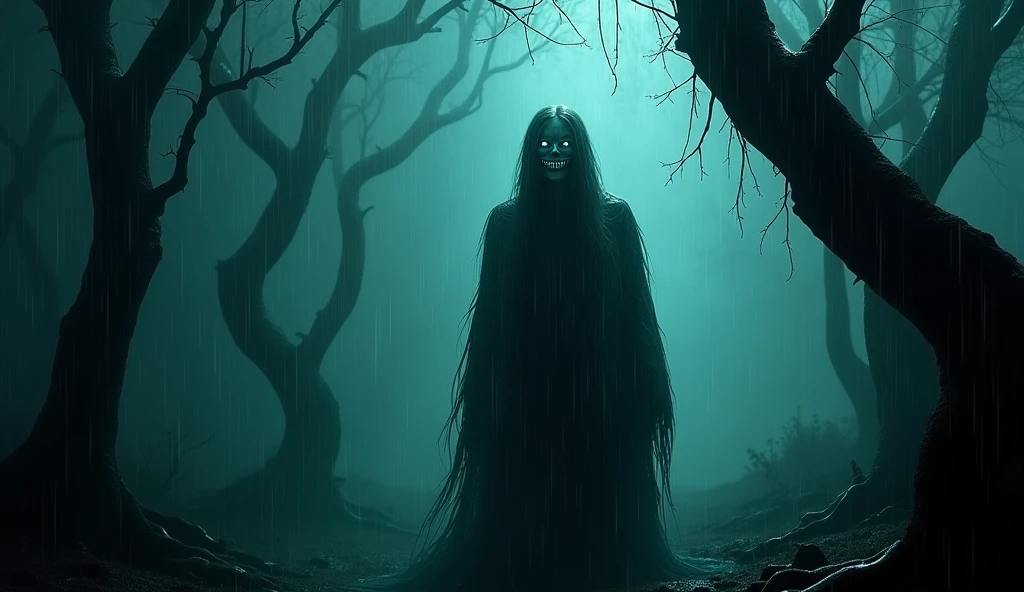 One night a man saw this strange figure sitting on a branch of the old mango tree in their house and his eyes were glowing.
