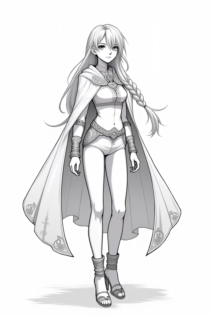 ((1 girl,20 years old,mature female)),long hair,solo,white hair,long hair,(((white skin,pale skin,colored skin))),(((hair over one eye))),((naked bandage,white mini skirt)),elf ear,s,(sensual expression,blush,smile,sexy)),bare belly,(white background,line drawing),sensual pose,barefoot.sitting,upper body