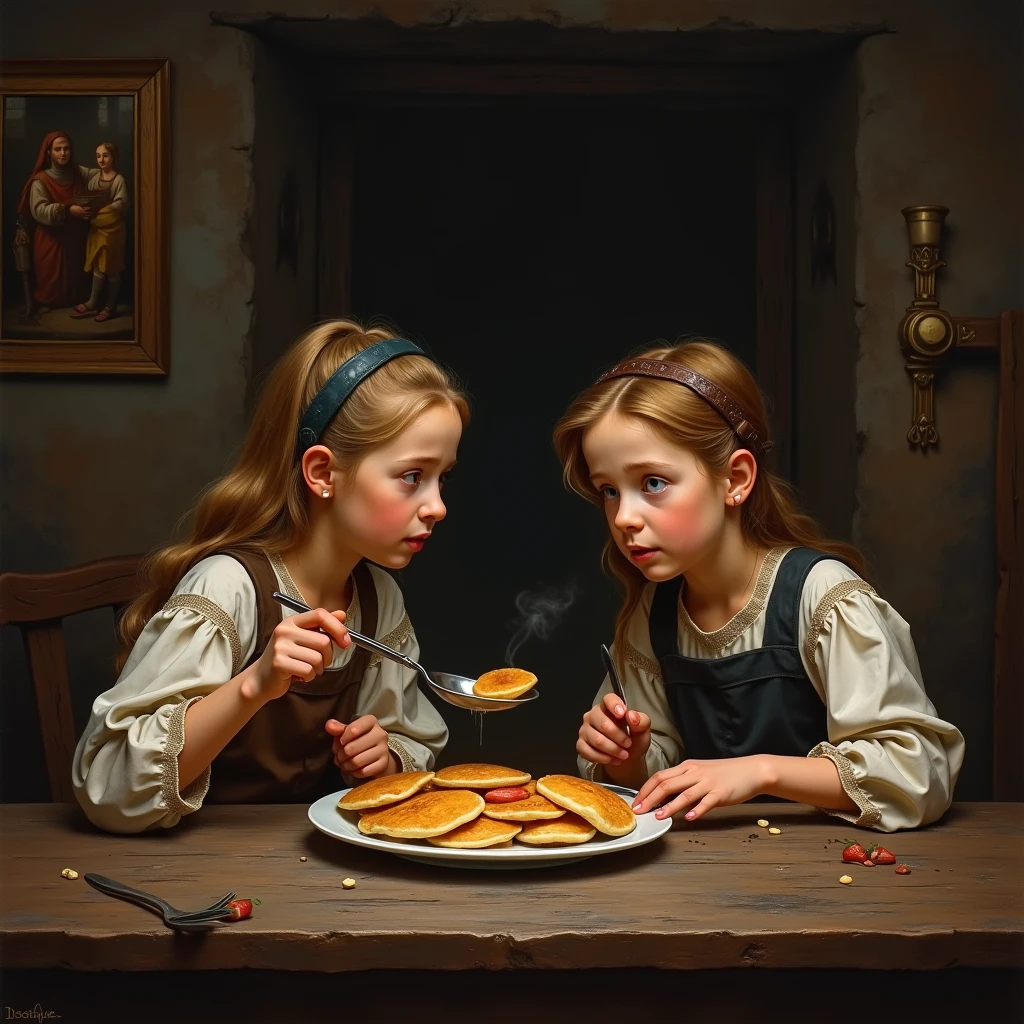 Show me 2 children fighting for a chocolate