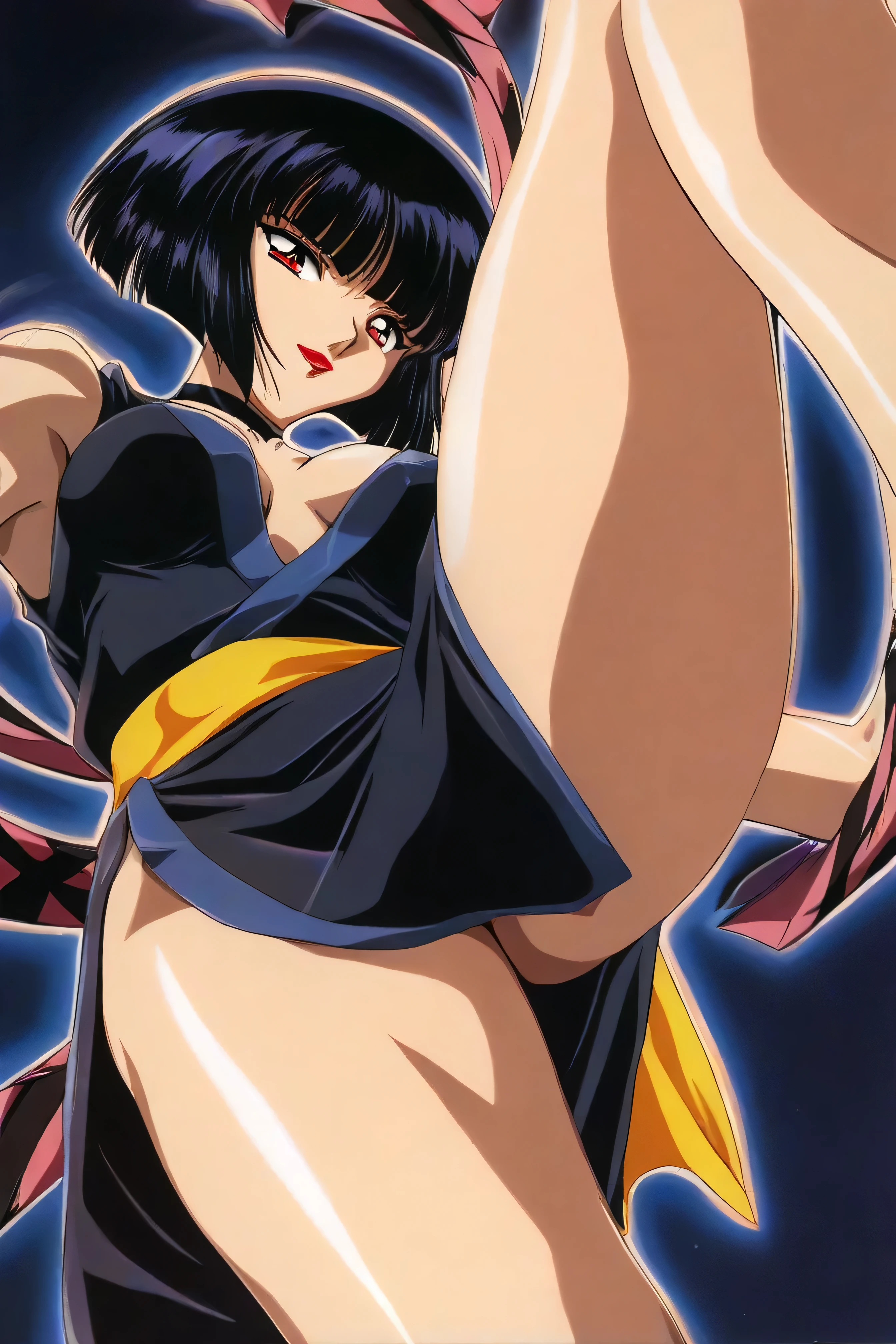 1girls, masterpiece, highest quality, disorganized, retro artstyle, 1980s \(style\)))), look viewer, (((full nude))), (Madoka Ayukawa, long hair, full nude), (((fll nude))), knee shot, full blush, (((no Panties))),, Take a look here, (((nsfw))), view audience, short hair, 2girls, nsfw, Genitals are visible, (((See here))), nsfw, (Japanese girl showing off genitals:1.1), look viewer, from below, (((a girl, Flying in the air in a naked, from the knees up))), Sneakers, knee-socks, openwidee,