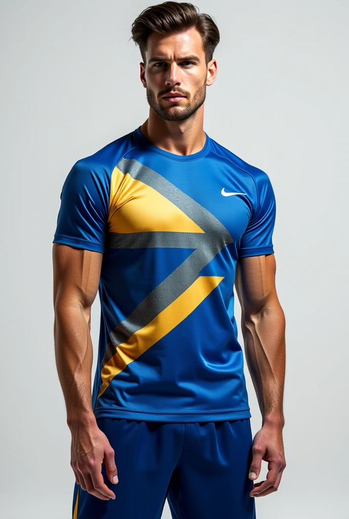 male cheerleading uniform colors: Navy blue, light blue and white shirt: short sleeve, hombros Navy blue
pecho blanco y azul claro en los costados
pantalón: semi holgado Navy blue